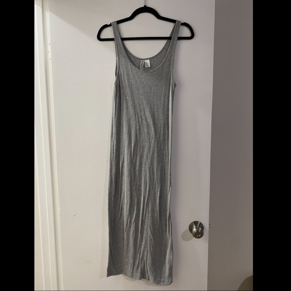 Grey ribbed tank dress